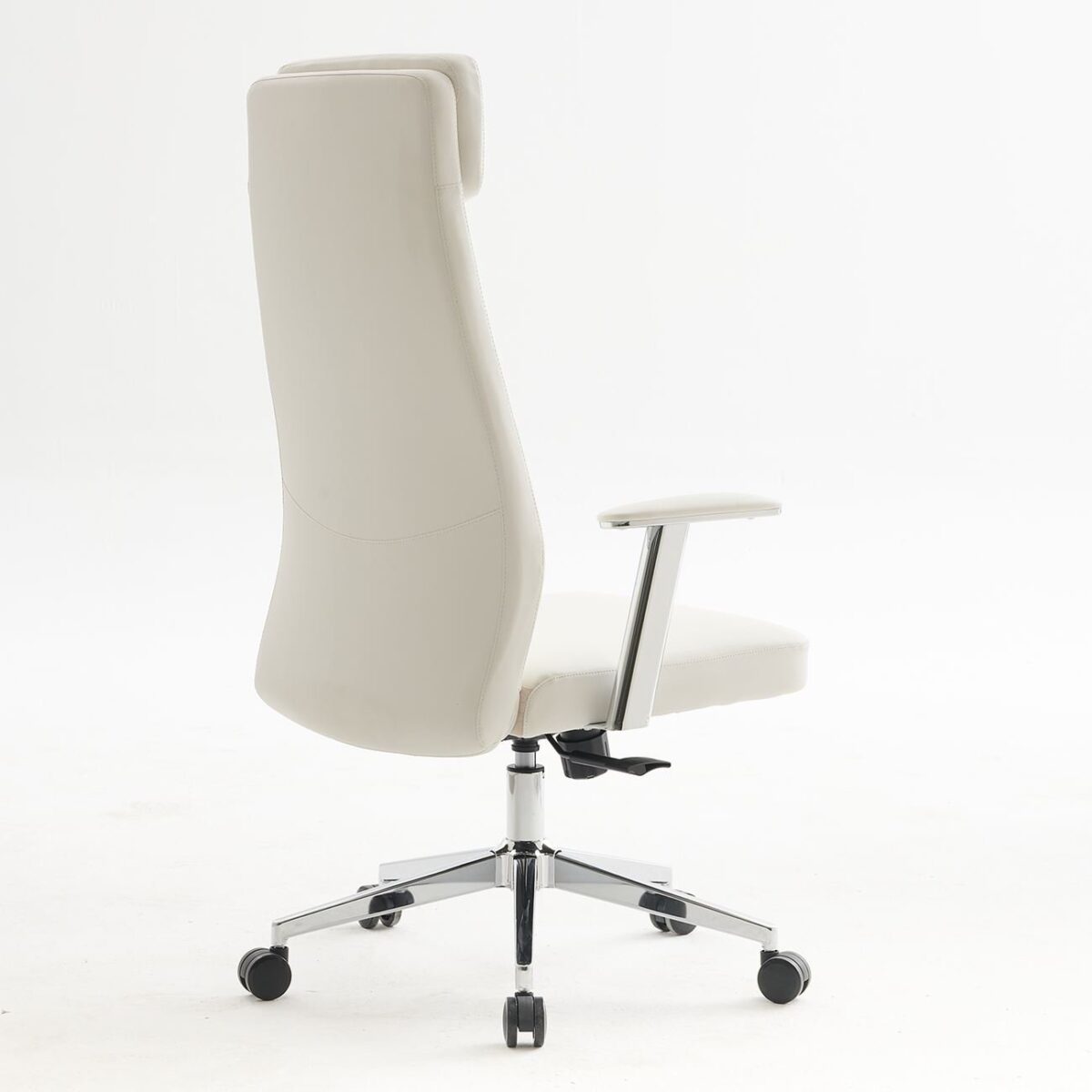 BF8800 Πολυθρόνα Γραφείου Διευθυντή, Pu Άσπρο, Βάση & Μπράτσα Χρώμιο - Image 5