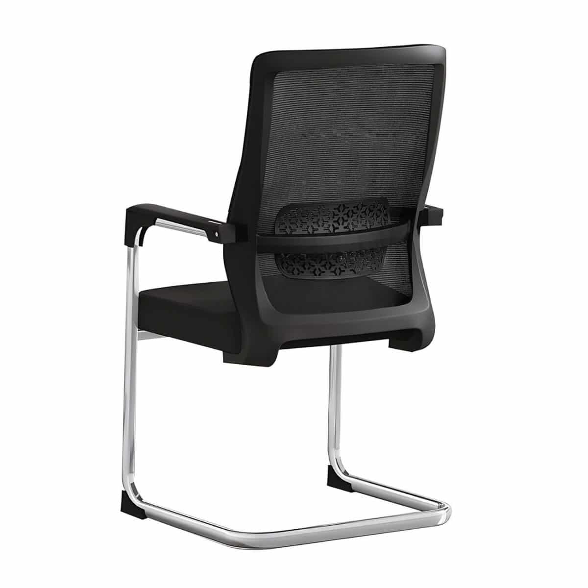 VISITOR Πολυθρόνα Γραφείου Επισκέπτη Χρώμιο, Mesh Μαύρο - Image 3