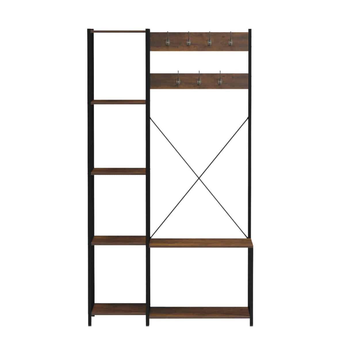 ΕΠΙΠΛΟ ΕΙΣΟΔΟΥ/ΑΝΟΙΧΤΗ ΝΤΟΥΛΑΠΑ ARANJA HM18083 ΜΕΤΑΛΛΟ ΜΑΥΡΟ-ΜΕΛΑΜΙΝΗ ΚΑΦΕ 100x46x180Υεκ. - Image 3