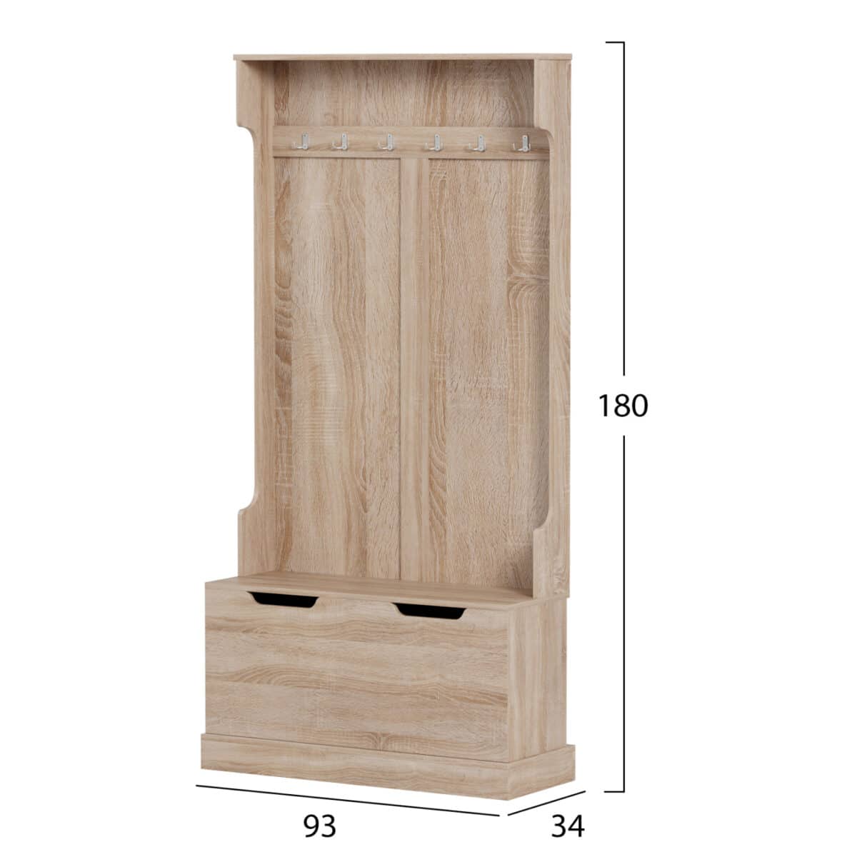 ΕΠΙΠΛΟ ΕΙΣΟΔΟΥ KAYLOR HM2475.01 ΜΕ ΚΡΕΜΑΣΤΡΕΣ&ΑΠΟΘ.ΧΩΡΟ-MDF ΣΕ ΣΟΝΑΜΑ 93x34x180Υεκ - Image 2