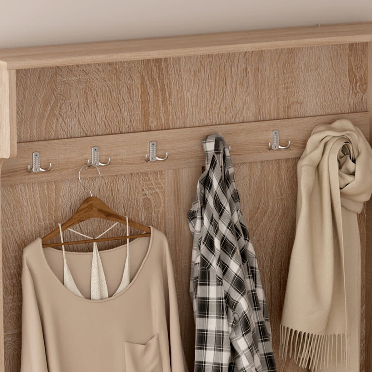 ΕΠΙΠΛΟ ΕΙΣΟΔΟΥ KAYLOR HM2475.01 ΜΕ ΚΡΕΜΑΣΤΡΕΣ&ΑΠΟΘ.ΧΩΡΟ-MDF ΣΕ ΣΟΝΑΜΑ 93x34x180Υεκ - Image 8