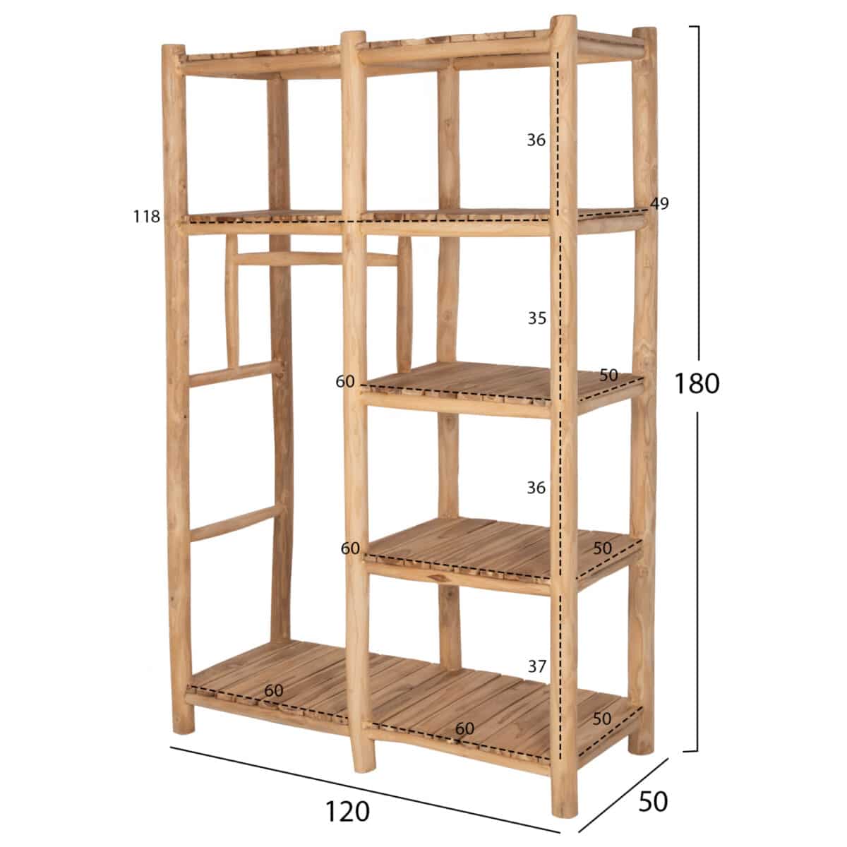 ΕΠΙΠΛΟ ΕΙΣΟΔΟΥ BALEN HM9550 ΞΥΛΟ ΤΕΑΚ ΣΕ ΦΥΣΙΚΟ ΧΡΩΜΑ 120x50x180Yεκ. - Image 2