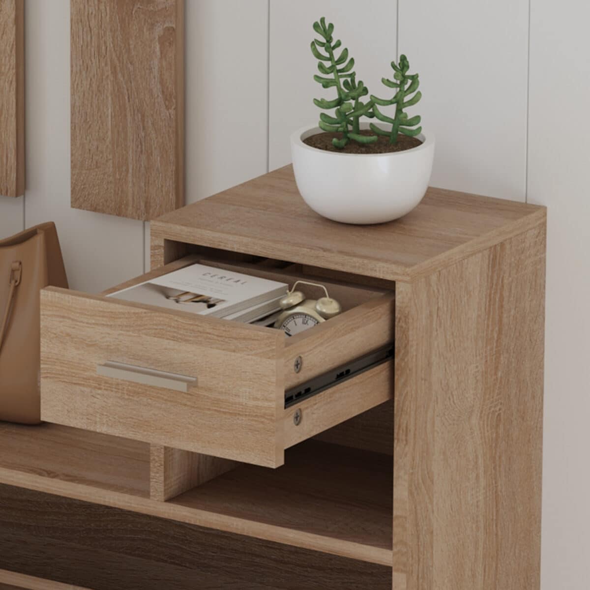 ΕΠΙΠΛΟ ΕΙΣΟΔΟΥ ΜΕ ΚΑΘΡΕΦΤΗ GORN HM2473.01 ΜΕΛΑΜΙΝΗ ΣΕ ΣΟΝΑΜΑ 90x24x190Υεκ - Image 8