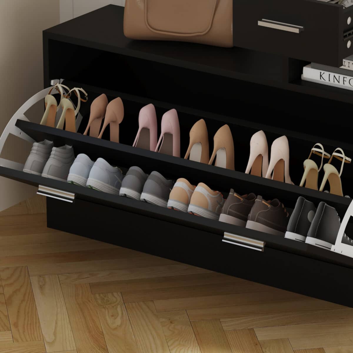 ΕΠΙΠΛΟ ΕΙΣΟΔΟΥ ΜΕ ΚΑΘΡΕΦΤΗ GORN HM2473.02 ΜΕΛΑΜΙΝΗ ΣΕ WENGE 90x24x190Υεκ - Image 6