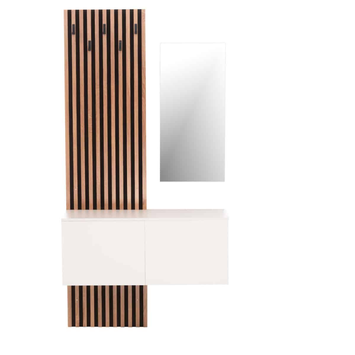 ΕΠΙΠΛΟ ΕΙΣΟΔΟΥ ΜΕ ΚΑΘΡΕΠΤΗ MYLES HM18080.01 ΜΕΛΑΜΙΝΗ ΣΟΝΑΜΑ-ΛΕΥΚΟ 100x37x200Υεκ - Image 3