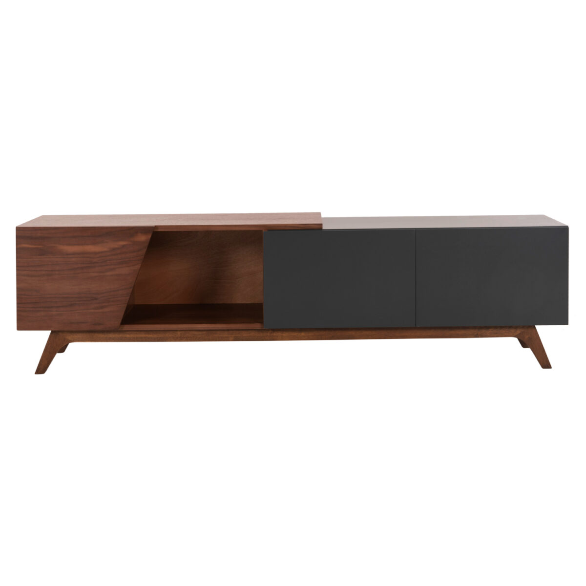 ΕΠΙΠΛΟ ΤΗΛΕΟΡΑΣΗΣ HUDSON HM9748 MDF ΚΑΠΛΑΜΑΣ ΚΑΡΥΔΙΑΣ ΚΑΡΥΔΙ&ΣΚΟΥΡΟ ΓΚΡΙ 180x40x50Υ - Image 4