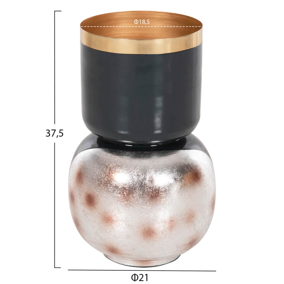 ΕΠΙΤΡΑΠΕΖΙΟ ΔΙΑΚΟΣΜΗΤΙΚΟ BAZO LINGON HM4233.05 ΜΕΤΑΛΛΟ ΜΠΛΕ ΑΝΘΡΑΚΙ-ΑΣΗΜΙ Φ21x37,5Υ - Image 2