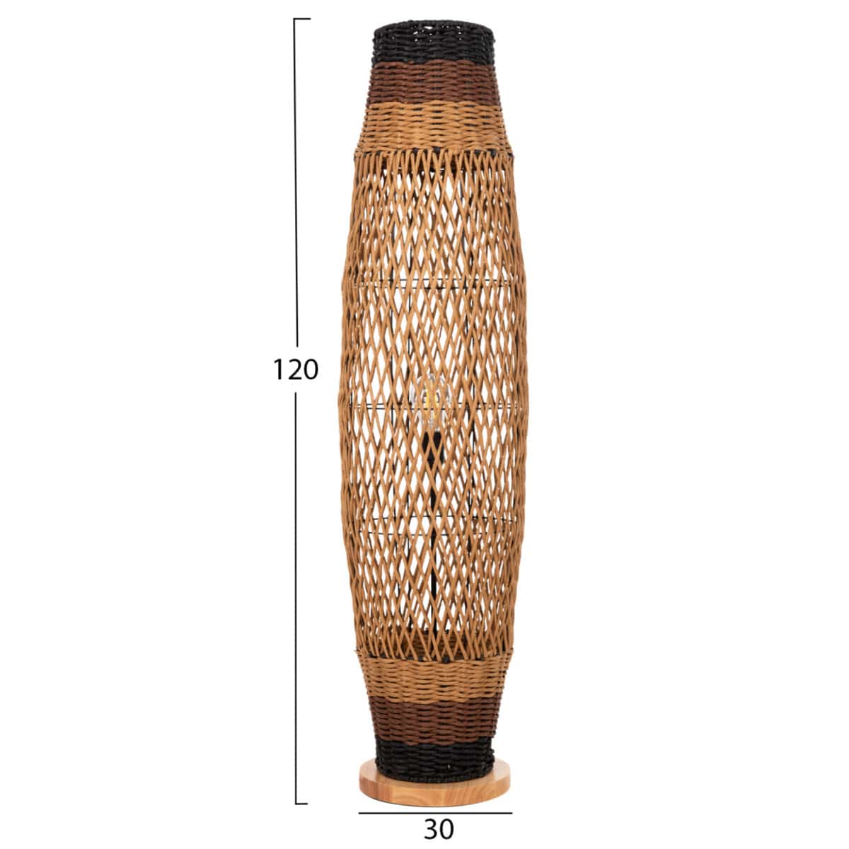 ΦΩΤΙΣΤΙΚΟ ΔΑΠΕΔΟΥ HM4343 ΜΕΤΑΛΛΟ-PAPER ROPE ΣΕ ΜΠΕΖ ΑΜΜΟΥ-ΜΑΥΡΟ Φ30X120Υεκ. - Image 2