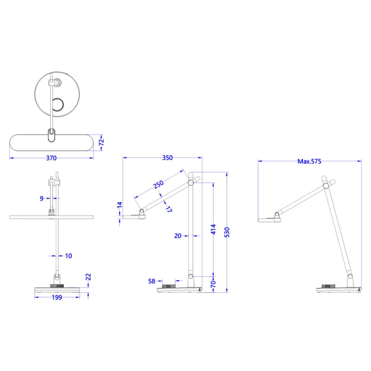 ΦΩΤΙΣΤΙΚΟ ΓΡΑΦΕΙΟΥ LED BLAIN PRO HM4446.07 ΓΚΡΙ ΒΑΣΗ ABS-ΓΚΡΙ ΑΛΟΥΜΙΝΙΟ 57,5x53Υεκ. - Image 2