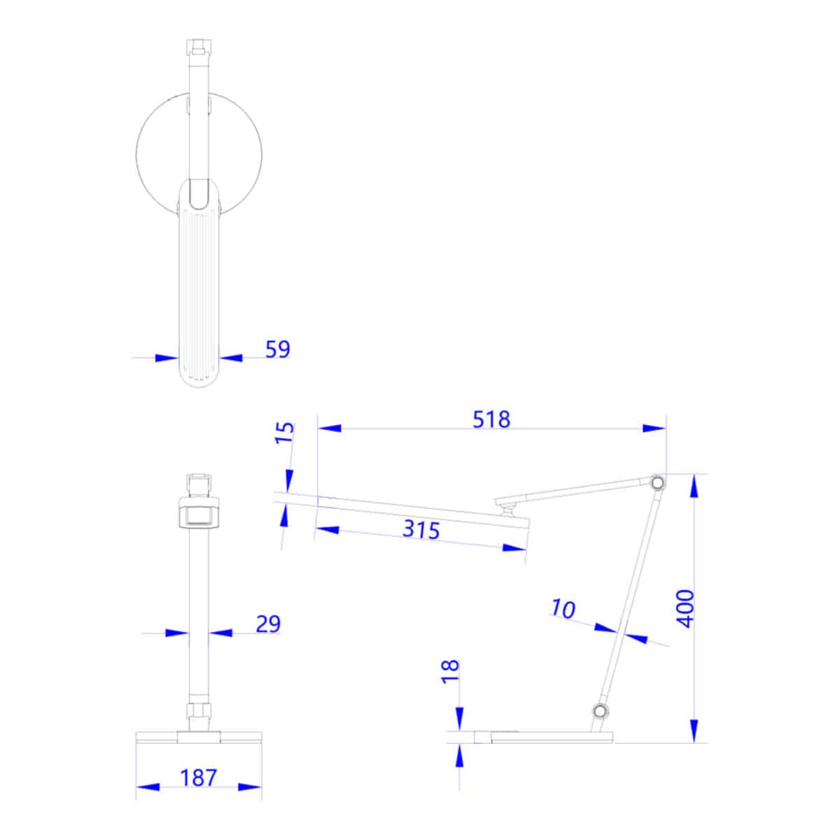 ΦΩΤΙΣΤΙΚΟ ΓΡΑΦΕΙΟΥ LED BLAIN PRO HM4454.01 ΛΕΥΚΗ ΒΑΣΗ ABS-ΓΚΡΙ ΑΛΟΥΜΙΝΙΟ 51,8x40Υεκ. - Image 2