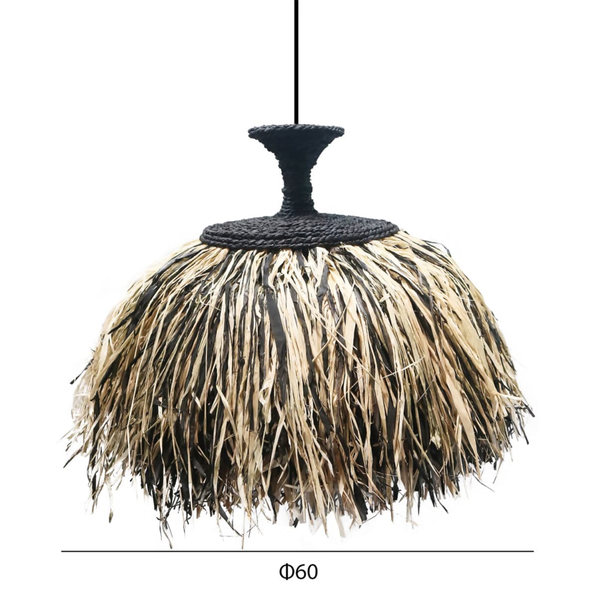 ΦΩΤΙΣΤΙΚΟ ΟΡΟΦΗΣ ORDEM HM4716 ΚΑΠΕΛΟ ΙΝΕΣ SISAL & ΜΠΑΝΑΝΑΣ-ΜΑΥΡΟ & ΦΥΣΙΚΟ Φ60x50Υεκ - Image 2