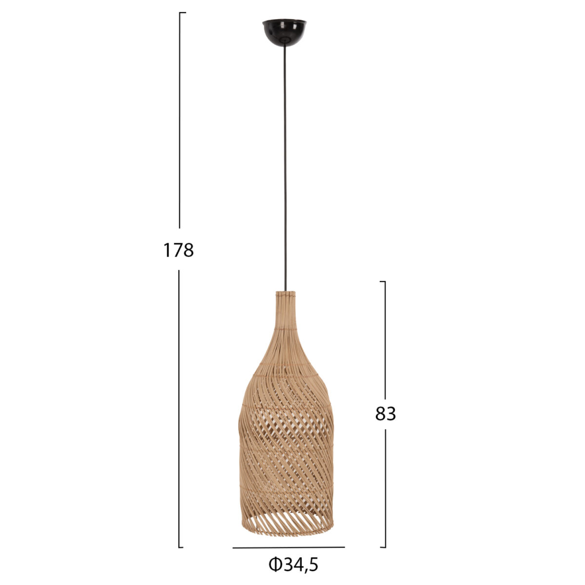 ΦΩΤΙΣΤΙΚΟ ΟΡΟΦΗΣ HM7883 ΚΡΕΜΑΣΤΟ ΑΠΟ RATTAN ΣΕ ΦΥΣΙΚΟ ΧΡΩΜΑ Φ34,5x178Υεκ. - Image 2