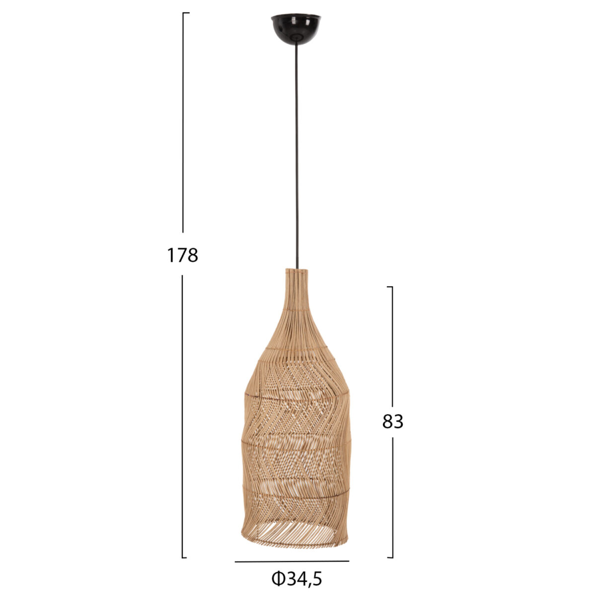 ΦΩΤΙΣΤΙΚΟ ΟΡΟΦΗΣ HM7886 ΚΡΕΜΑΣΤΟ ΑΠΟ RATTAN ΣΕ ΦΥΣΙΚΟ ΧΡΩΜΑ Φ34,5x178Yεκ. - Image 2