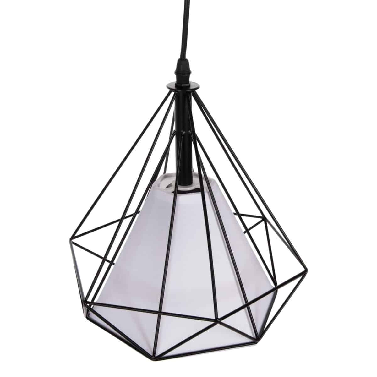 ΦΩΤΙΣΤΙΚΟ ΟΡΟΦΗΣ ΚΡΕΜΑΣΤΟ HM4065 ΜΑΥΡΟ ΜΕΤΑΛΛΙΚΟ ΚΑΠΕΛΟ-ΛΕΥΚΟ ΚΑΛΥΜΜΑ ΛΑΜΠΤΗΡΑ 25x25x125Y εκ. - Image 4