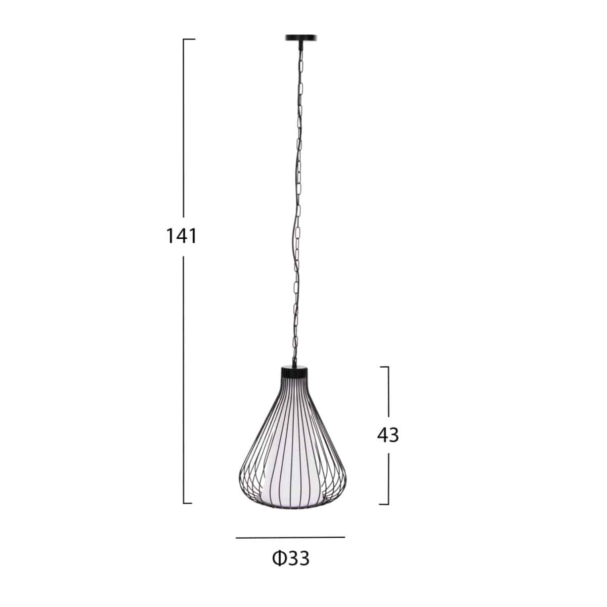 ΦΩΤΙΣΤΙΚΟ ΟΡΟΦΗΣ ΚΡΕΜΑΣΤΟ HM4074 ΜΕΤΑΛΛΙΚΟ ΜΑΥΡΟ ΚΑΠΕΛΟ Φ33x43-141Yεκ. - Image 2