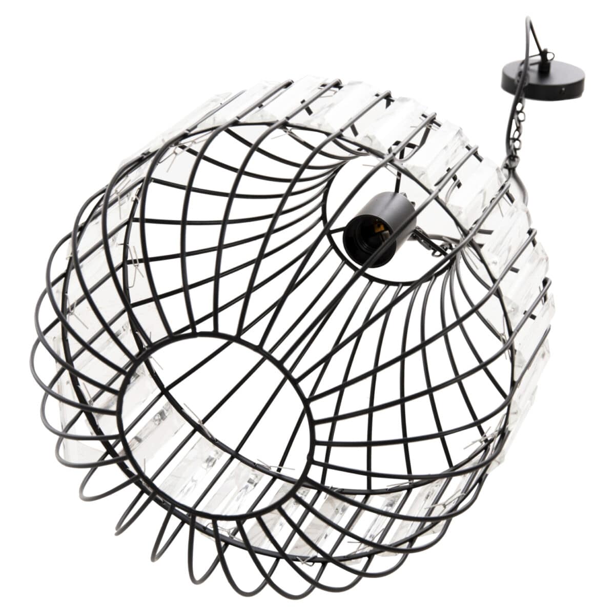 ΦΩΤΙΣΤΙΚΟ ΟΡΟΦΗΣ ΚΡΕΜΑΣΤΟ HM4093 ΜΕΤΑΛΛΙΚΟ ΜΑΥΡΟ ΚΑΙ ΓΥΑΛΙ Φ29x38-137Yεκ. - Image 7