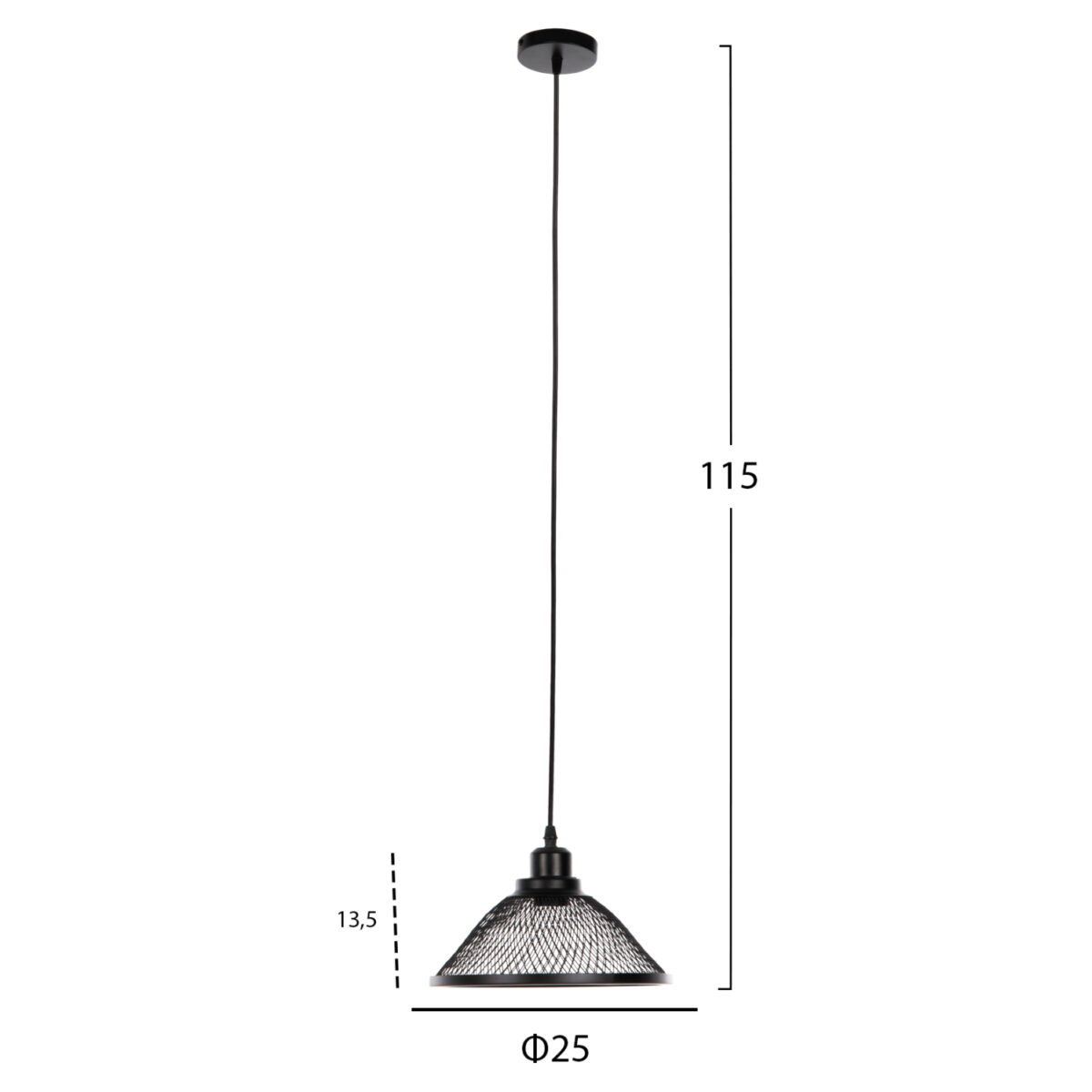 ΦΩΤΙΣΤΙΚΟ ΟΡΟΦΗΣ ΚΡΕΜΑΣΤΟ HM4102 ΜΑΥΡΟ ΜΕΤΑΛΛΙΚΟ ΚΑΠΕΛΟ Φ25x115Υεκ. - Image 2