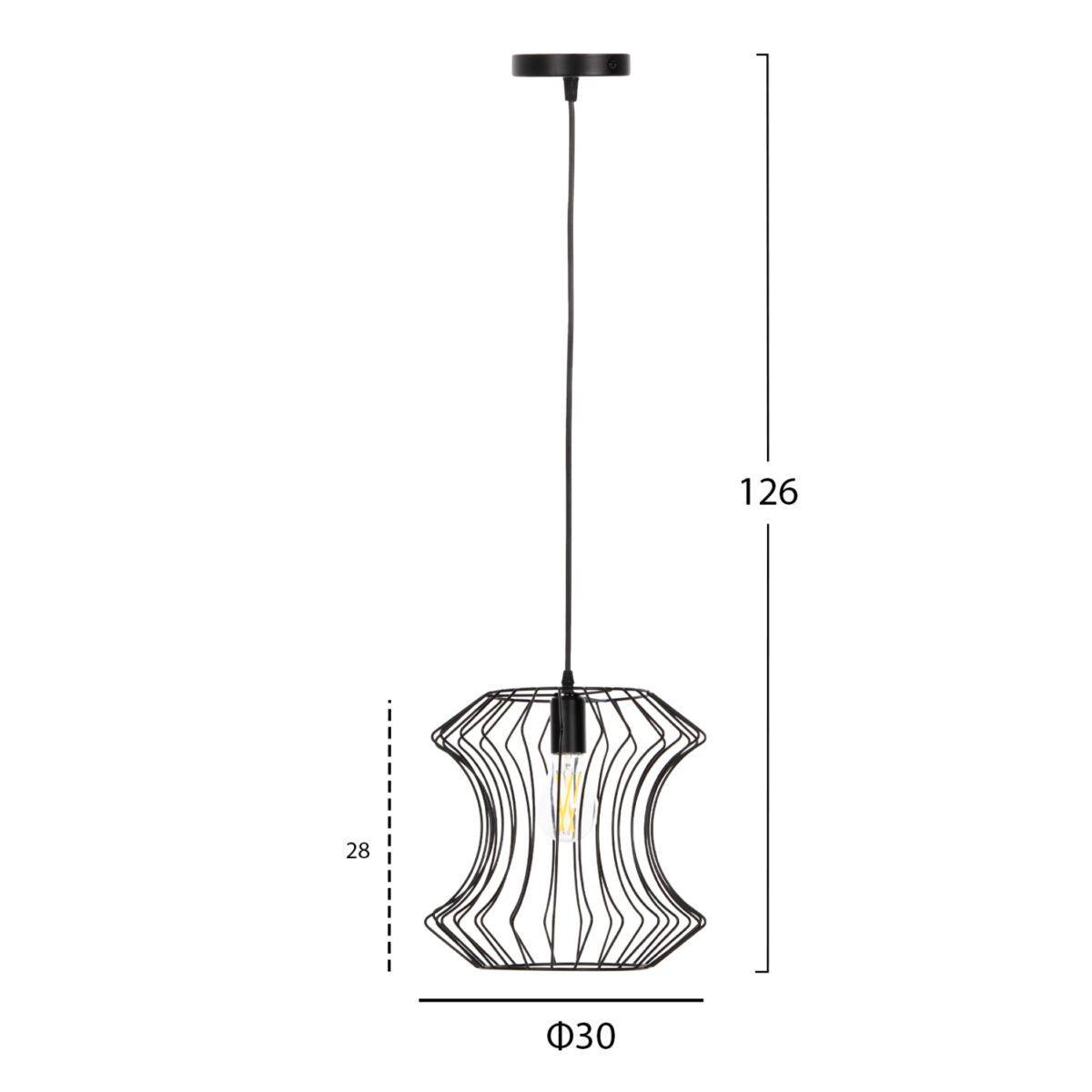 ΦΩΤΙΣΤΙΚΟ ΟΡΟΦΗΣ ΚΡΕΜΑΣΤΟ HM4112 ΜΑΥΡΟ ΜΕΤΑΛΛΟ Φ30x126Υεκ - Image 2