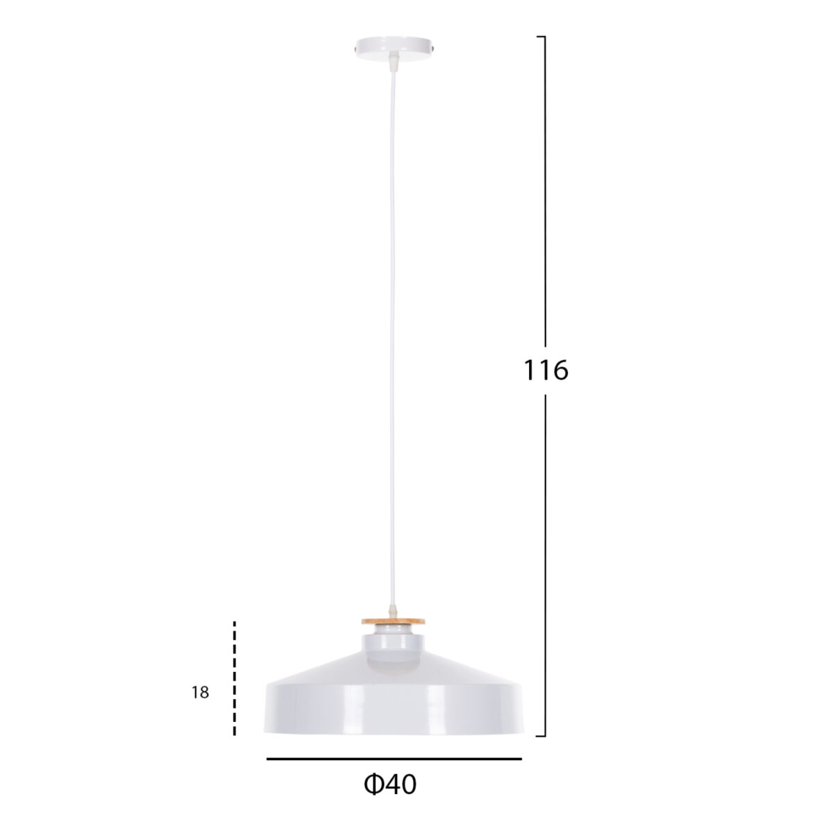 ΦΩΤΙΣΤΙΚΟ ΟΡΟΦΗΣ ΚΡΕΜΑΣΤΟ HM4159.02 ΛΕΥΚΟ ΜΕΤΑΛΛΙΚΟ ΚΑΠΕΛΟ Φ40x116Υεκ - Image 2