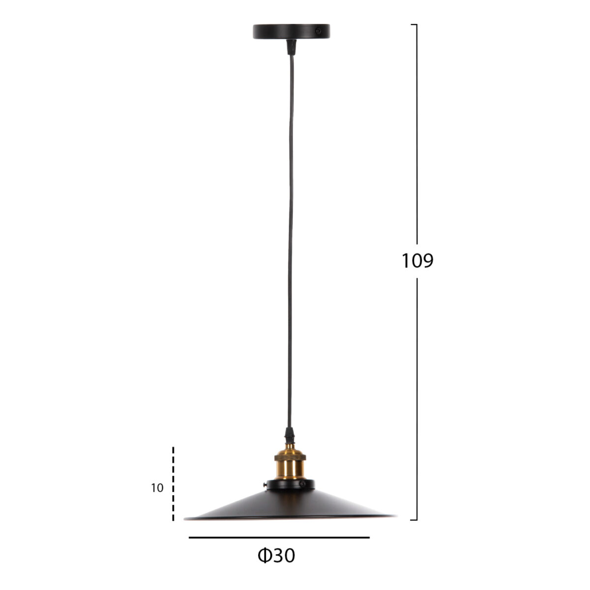 ΦΩΤΙΣΤΙΚΟ ΟΡΟΦΗΣ ΚΡΕΜΑΣΤΟ HM4162 ΜΑΥΡΟ ΜΕΤΑΛΛΟ-ΧΡΥΣΗ ΛΕΠΤΟΜΕΡΕΙΑ Φ30x109Υεκ - Image 2