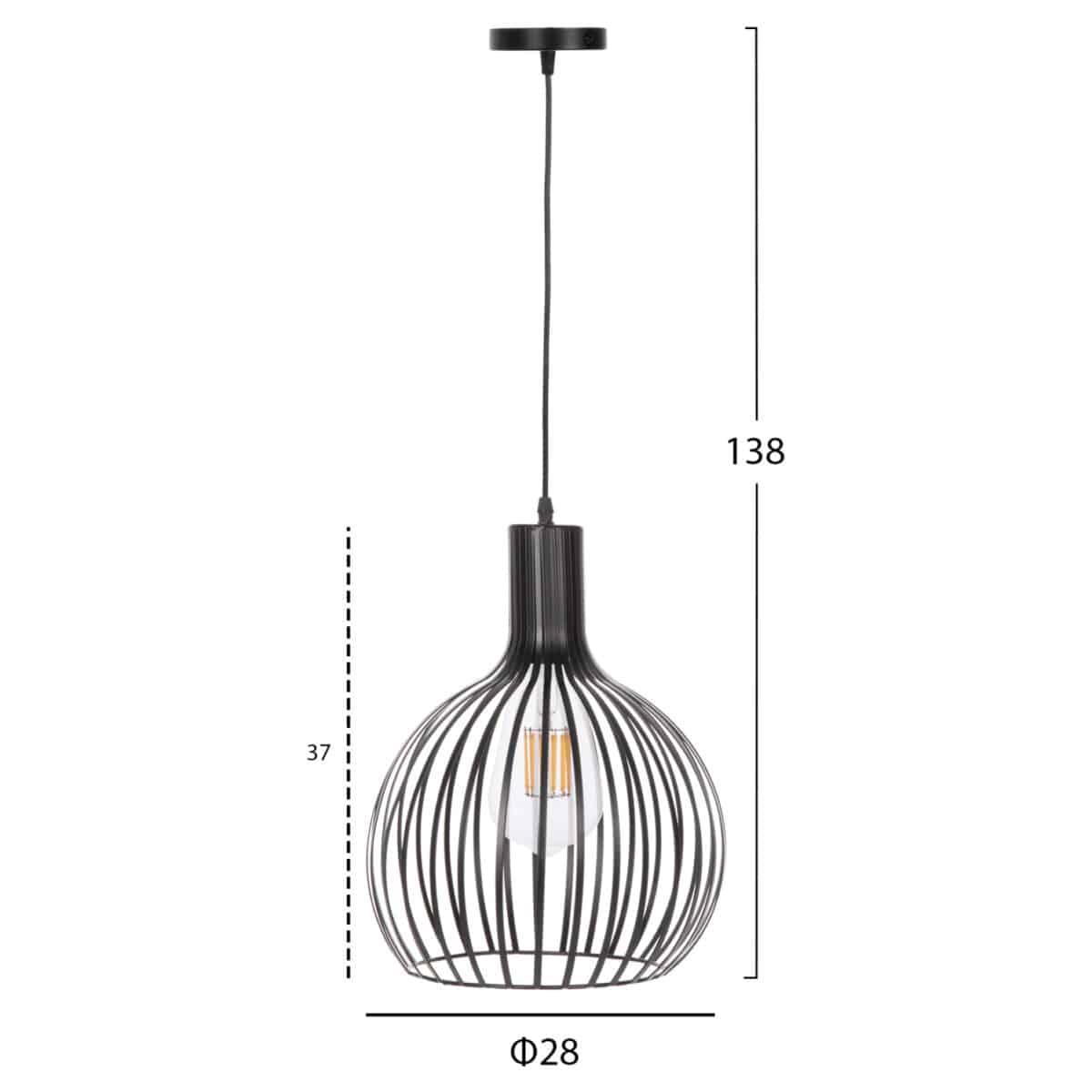 ΦΩΤΙΣΤΙΚΟ ΟΡΟΦΗΣ ΚΡΕΜΑΣΤΟ HM4164 ΜΑΥΡΟ ΜΕΤΑΛΛΙΚΟ ΚΑΠΕΛΟ Φ28x138Υεκ. - Image 2