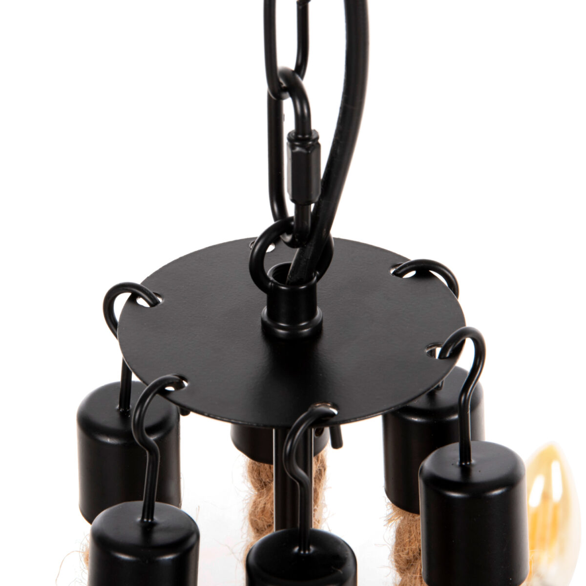 ΦΩΤΙΣΤΙΚΟ ΟΡΟΦΗΣ ΚΡΕΜΑΣΤΟ HM4177 6-ΦΩΤΟ ΣΧΟΙΝΙ ΚΑΙ ΜΑΥΡΟ ΜΕΤΑΛΛΟ 74x74x123Υεκ. - Image 7