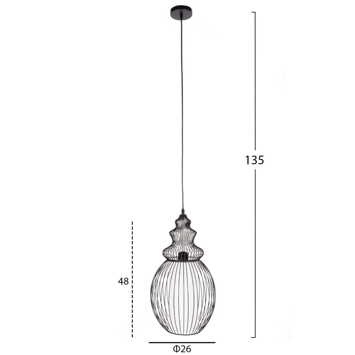 ΦΩΤΙΣΤΙΚΟ ΟΡΟΦΗΣ ΚΡΕΜΑΣΤΟ HM4184 ΜΑΥΡΟ ΜΕΤΑΛΛΟ 26x26x125Υεκ. - Image 2