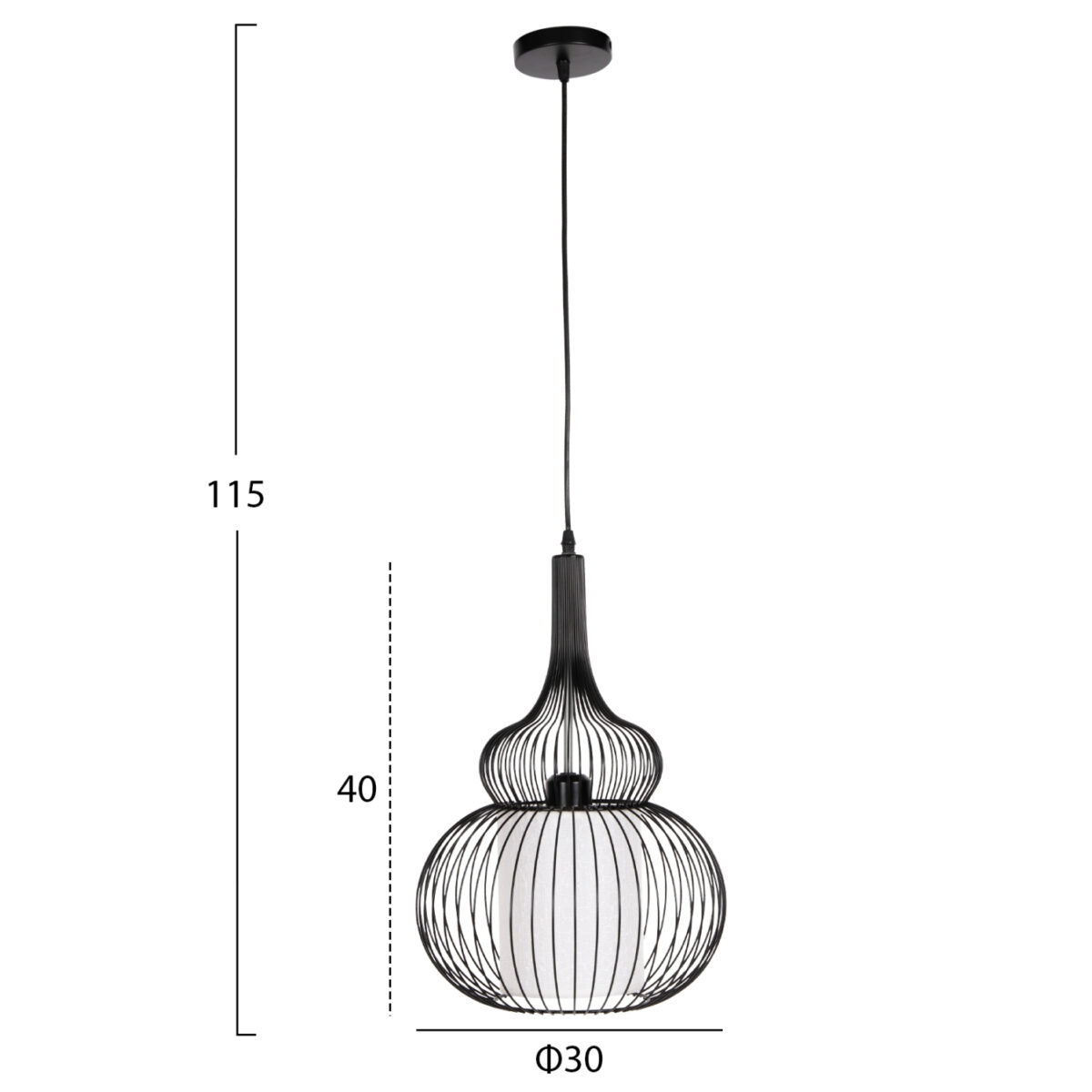 ΦΩΤΙΣΤΙΚΟ ΟΡΟΦΗΣ ΚΡΕΜΑΣΤΟ HM4185 ΜΑΥΡΟ ΜΕΤΑΛΛΟ-ΛΕΥΚΟ ΥΦΑΣΜΑ Φ30x115Υεκ - Image 2