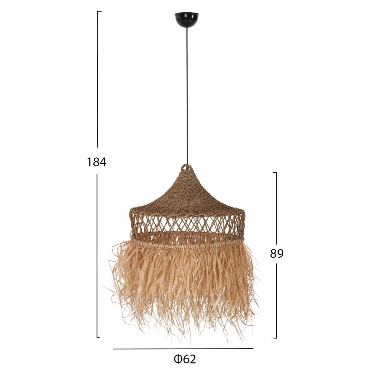 ΦΩΤΙΣΤΙΚΟ ΟΡΟΦΗΣ ΚΡΕΜΑΣΤΟ HM7820 ΙΝΕΣ ΦΟΙΝΙΚΑ & SEAGRASS ΚΡΟΣΙΑ ΣΕ ΦΥΣΙΚΟ Φ62x42Yεκ. - Image 2