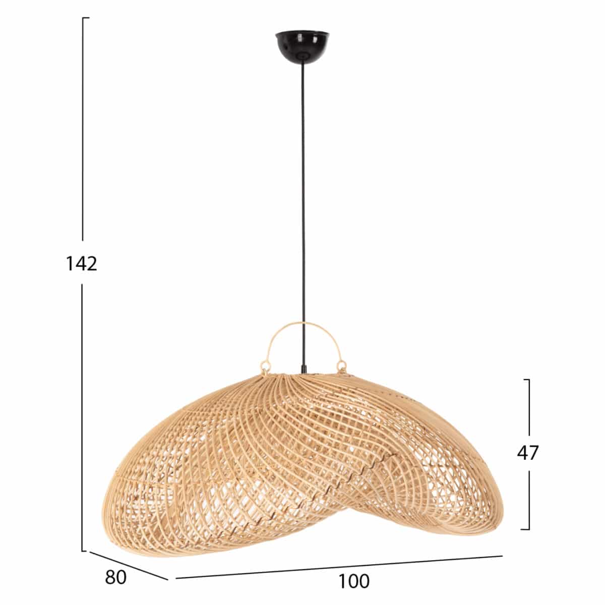 ΦΩΤΙΣΤΙΚΟ ΟΡΟΦΗΣ ΚΡΕΜΑΣΤΟ PERK HM7861 RATTAN ΣΕ ΦΥΣΙΚΟ ΧΡΩΜΑ 100x80x142Υ εκ. - Image 2