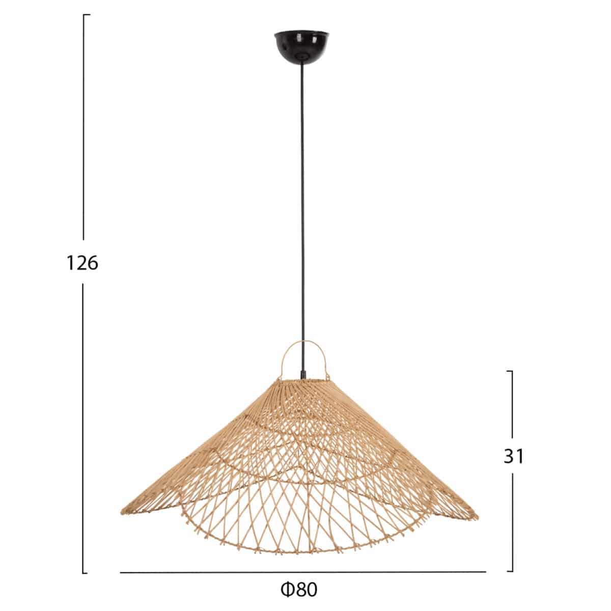 ΦΩΤΙΣΤΙΚΟ ΟΡΟΦΗΣ ΚΡΕΜΑΣΤΟ HM7879.02 RATTAN ΣΕ ΦΥΣΙΚΟ ΧΡΩΜΑ Φ80x126Υ εκ. - Image 2