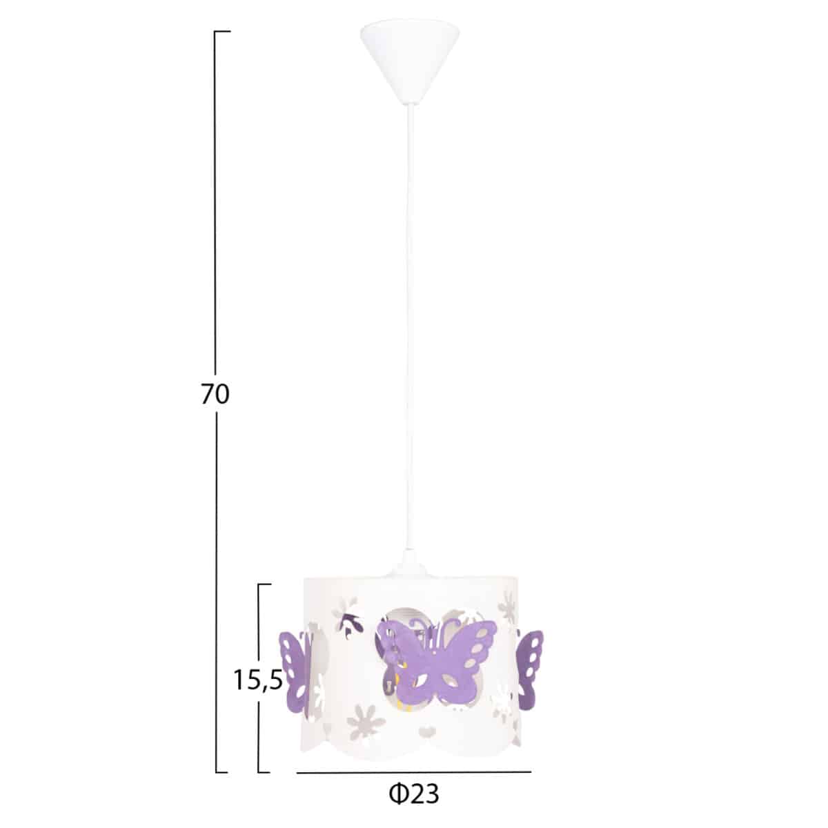 ΦΩΤΙΣΤΙΚΟ ΟΡΟΦΗΣ ΠΑΙΔΙΚΟ LEPTIR HM4705.02 ΜΕΤΑΛΛΙΚΟ ΜΩΒ-ΛΕΥΚΟ Φ23x70Υεκ. - Image 2