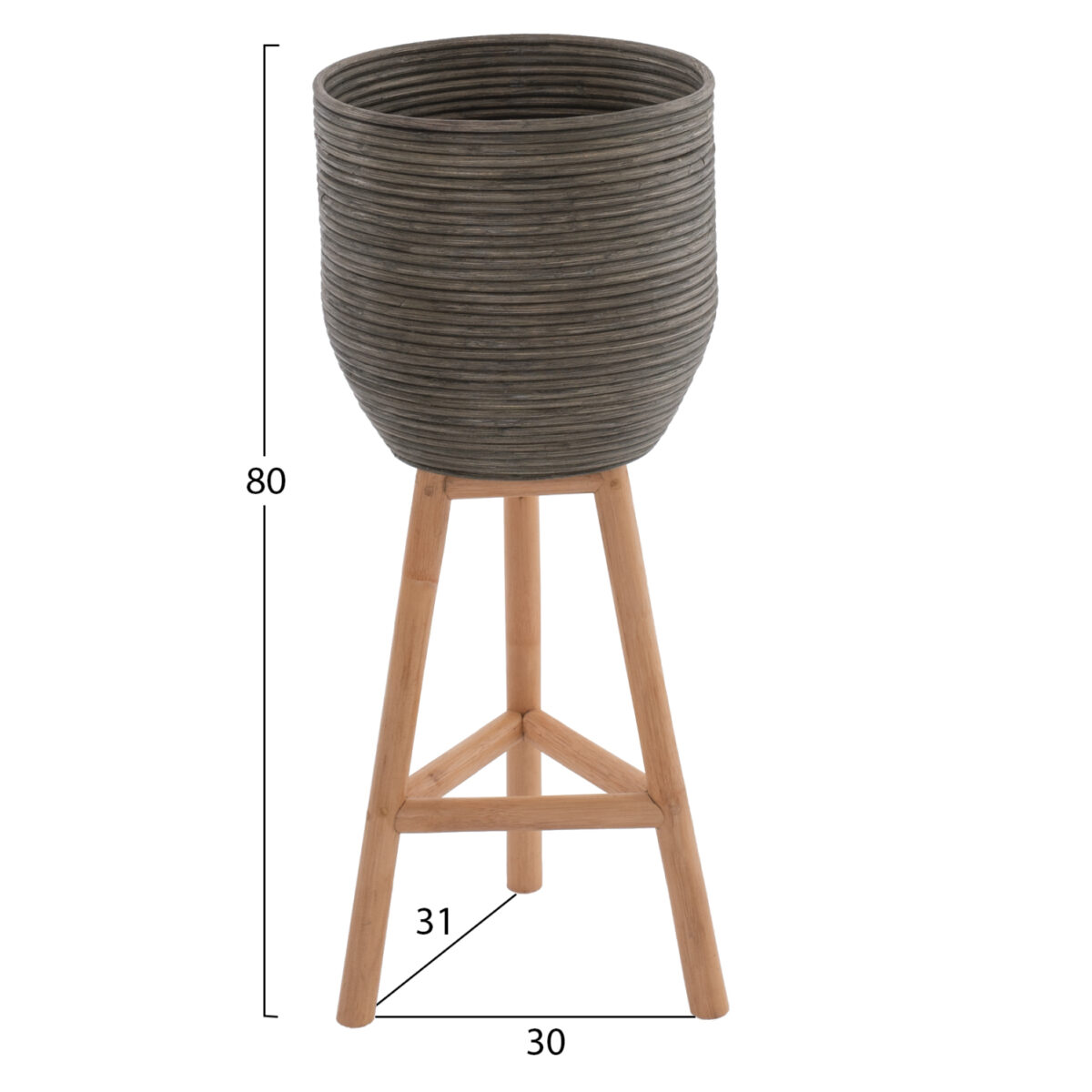 ΓΛΑΣΤΡΑ ΑΠΟ RATTAN ΚΑΙ BAMBOO HM7815 31x30x80Yεκ. ΦΥΣΙΚΟ - ΠΡΑΣΙΝΟ - Image 2