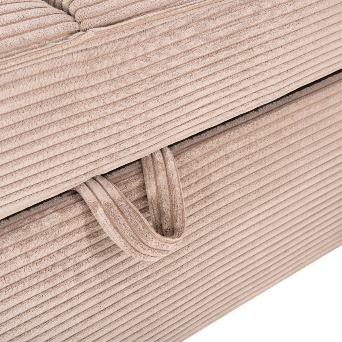 ΓΩΝΙΑΚΟΣ ΚΑΝΑΠΕΣ-ΚΡΕΒΑΤΙ ΜΕ ΑΠΟΘ.ΧΩΡΟ ALDO HM3276.01R ΜΠΕΖ ΥΦΑΣΜΑ 256x91-159x87Υεκ. - Image 9