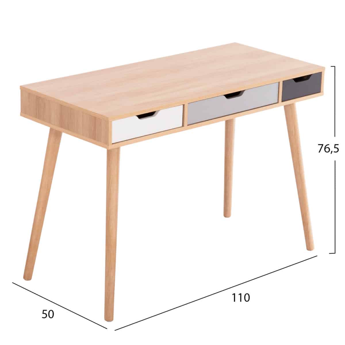 ΓΡΑΦΕΙΟ GAET HM18292 ΜΕΛΑΜΙΝΗ ΣΕ SONAMA-ΓΚΡΙ-ΛΕΥΚΟ-ΜΠΕΖ 110x50x76.5Υεκ. - Image 2