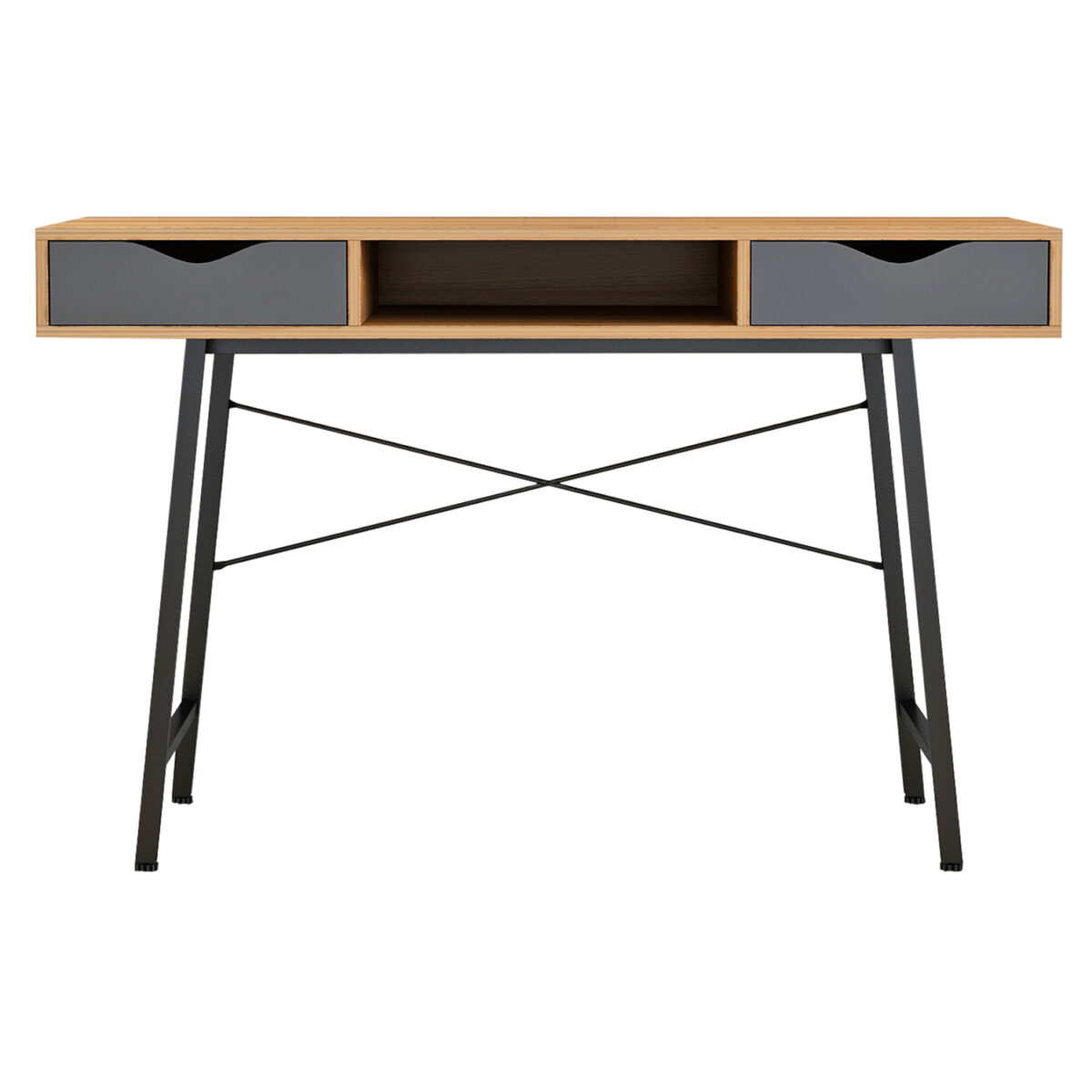 ΓΡΑΦΕΙΟ ΚΑΡΥΔΙ-ΓΚΡΙ ΜΕ ΜΑΥΡΟ ΜΑΤ ΣΚΕΛΕΤΟ HM2128.03 120x48x76,5Υ εκ. - Image 3