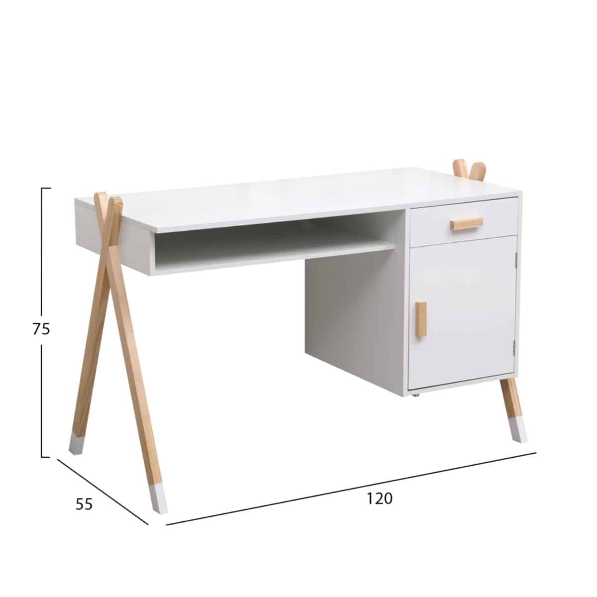 ΓΡΑΦΕΙΟ ΠΑΙΔΙΚΟ PASCHAL HM2496.03 ΜΕΛΑΜΙΝΗ-ΞΥΛΟ ΠΕΥΚΟΥ 120x55x75Υεκ - Image 3