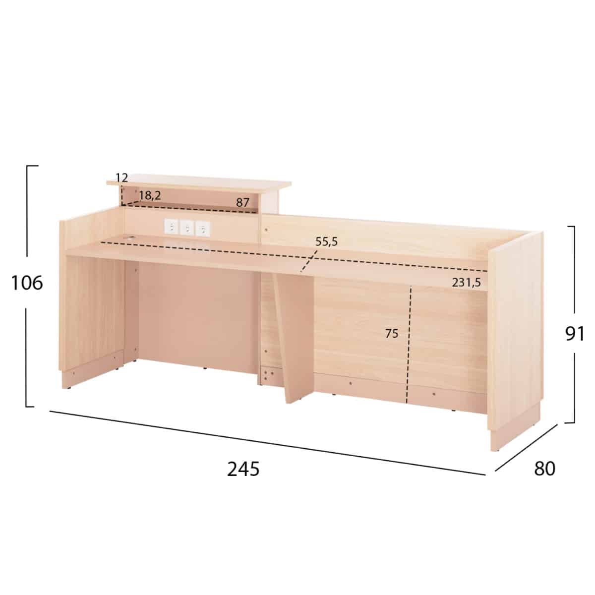 ΓΡΑΦΕΙΟ ΥΠΟΔΟΧΗΣ DALTON HM2068.02 ΜΕΛΑΜΙΝΗ ΣΕ SONAMA-ΜΠΕΖ 240x80x106Υεκ. - Image 2