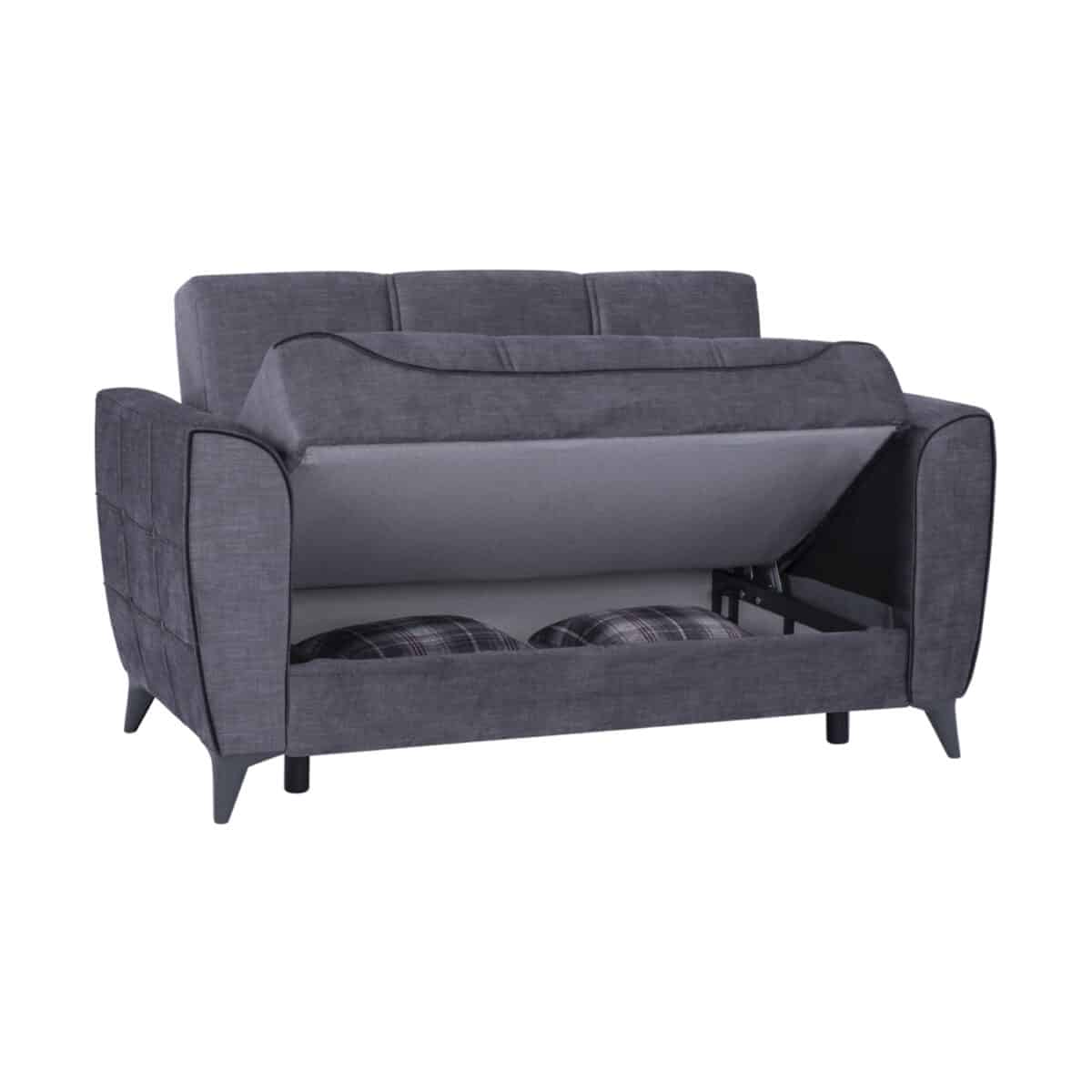 ΚΑΝΑΠΕΣ 2ΘΕΣΙΟΣ JUANA HM3166.20 ΓΚΡΙ ΜΕ ΣΚΟΥΡΟ ΓΚΡΙ ΡΕΛΙ 156x80x88 εκ. - Image 4