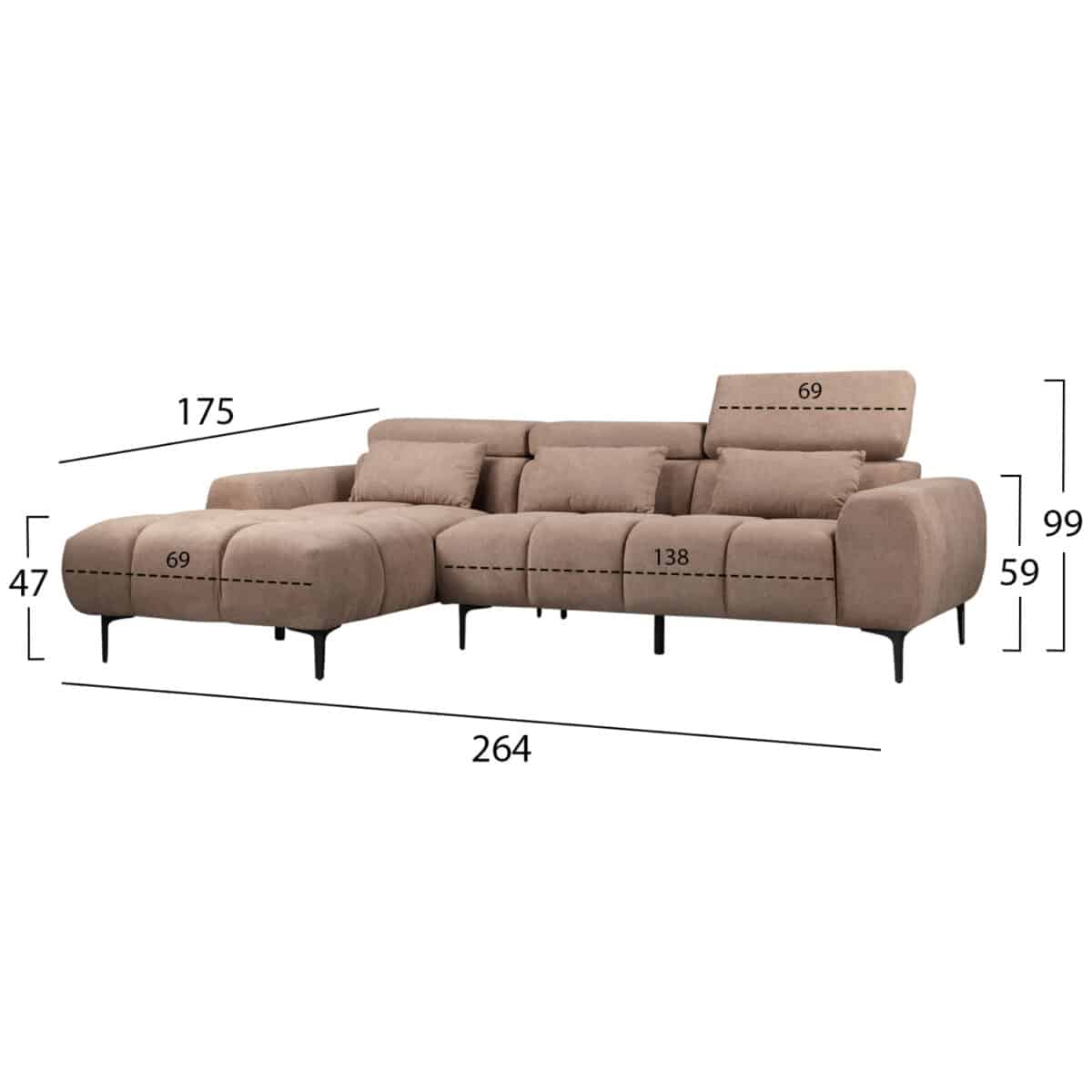kanapes-aristeri-gonia-fb9326701l-synths-1 ΚΑΝΑΠΕΣ ΑΡΙΣΤΕΡΗ ΓΩΝΙΑ DIVYA HM3267.01L ΣΥΝΘ.SUEDE ΑΝΟΙΧΤΟ ΚΑΦΕ 264x175x99Υεκ. - Image 2