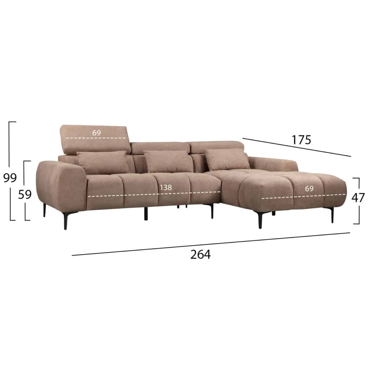 kanapes-dexia-gonia-fb9326701r-synthsued-1 ΚΑΝΑΠΕΣ ΔΕΞΙΑ ΓΩΝΙΑ DIVYA HM3267.01R ΣΥΝΘ.SUEDE ΑΝΟΙΧΤΟ ΚΑΦΕ 264x175x99Υεκ. - Image 2