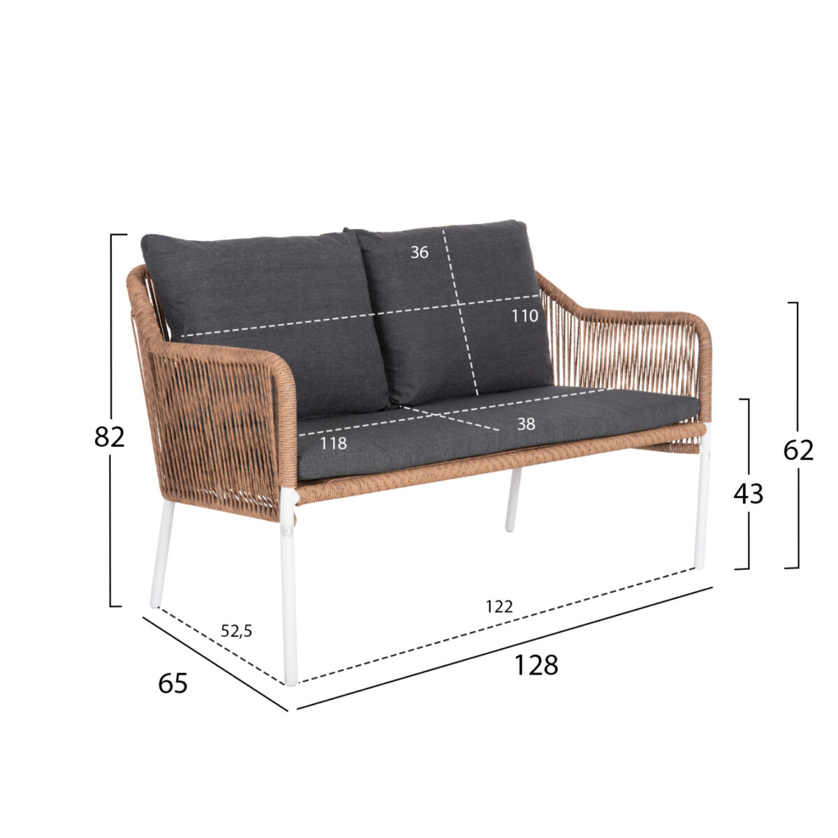 ΚΑΝΑΠΕΣ ΕΞ.ΧΩΡΟΥ BAFFIN HM6054.01 ΑΛΟΥΜΙΝΙΟ ΛΕΥΚΟ-ΣΥΝΘ.RATTAN ΜΠΕΖ-ΑΝΘΡΑΚΙ ΜΑΞΙΛΑΡΙΑ - Image 2