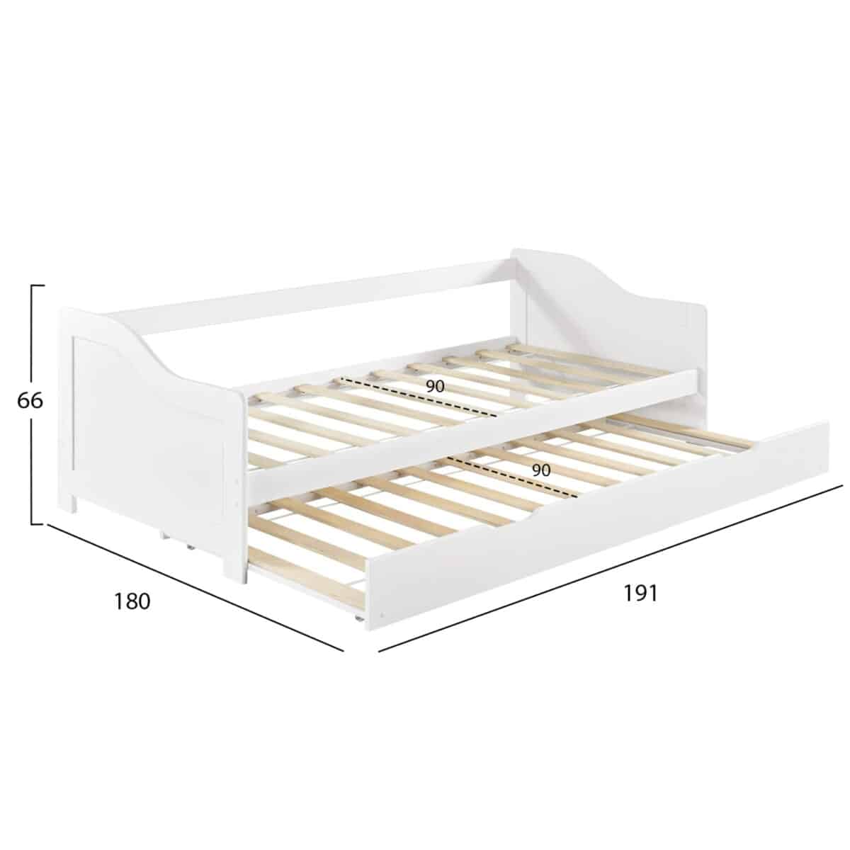 ΚΑΝΑΠΕΣ ΚΡΕΒΑΤΙ TRADDY HM704.03 ΞΥΛΟ ΠΕΥΚΟΥ ΛΕΥΚΟ ΓΙΑ ΣΤΡΩΜΑΤΑ 190x90εκ - Image 3