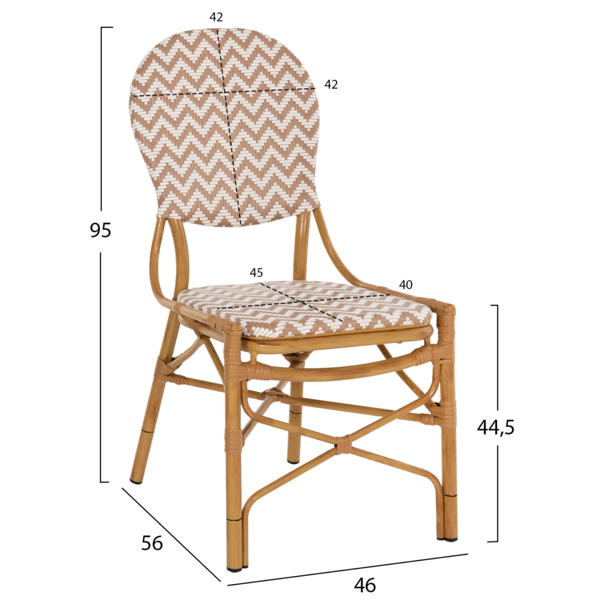 ΚΑΡΕΚΛΑ ΑΛΟΥΜΙΝΙΟΥ BAMBOO LOOK ΦΥΣΙΚΟ - ΛΕΥΚΟ HM5927.03 46x56x95Yεκ. - Image 2