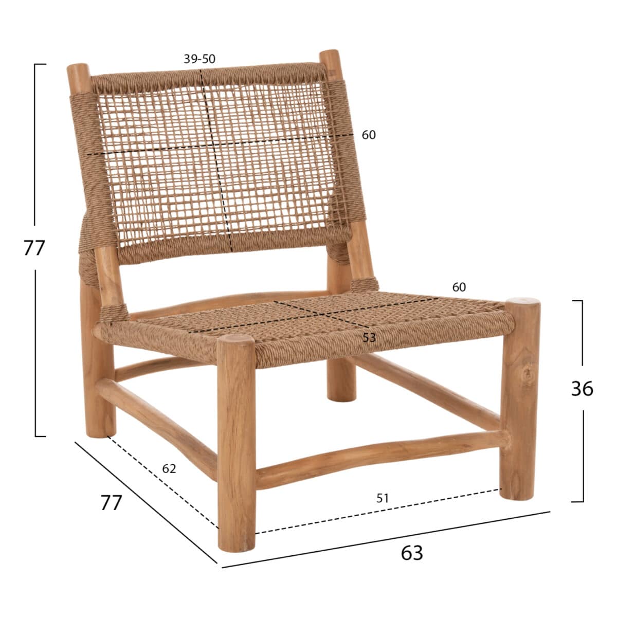 ΚΑΡΕΚΛΑ LONDER HM5986 ΞΥΛΟ TEAK ΣΕ ΦΥΣΙΚΟ ΚΑΙ ΣΥΝΘΕΤΙΚΟ RATTAN 63x77x77Υεκ. - Image 2