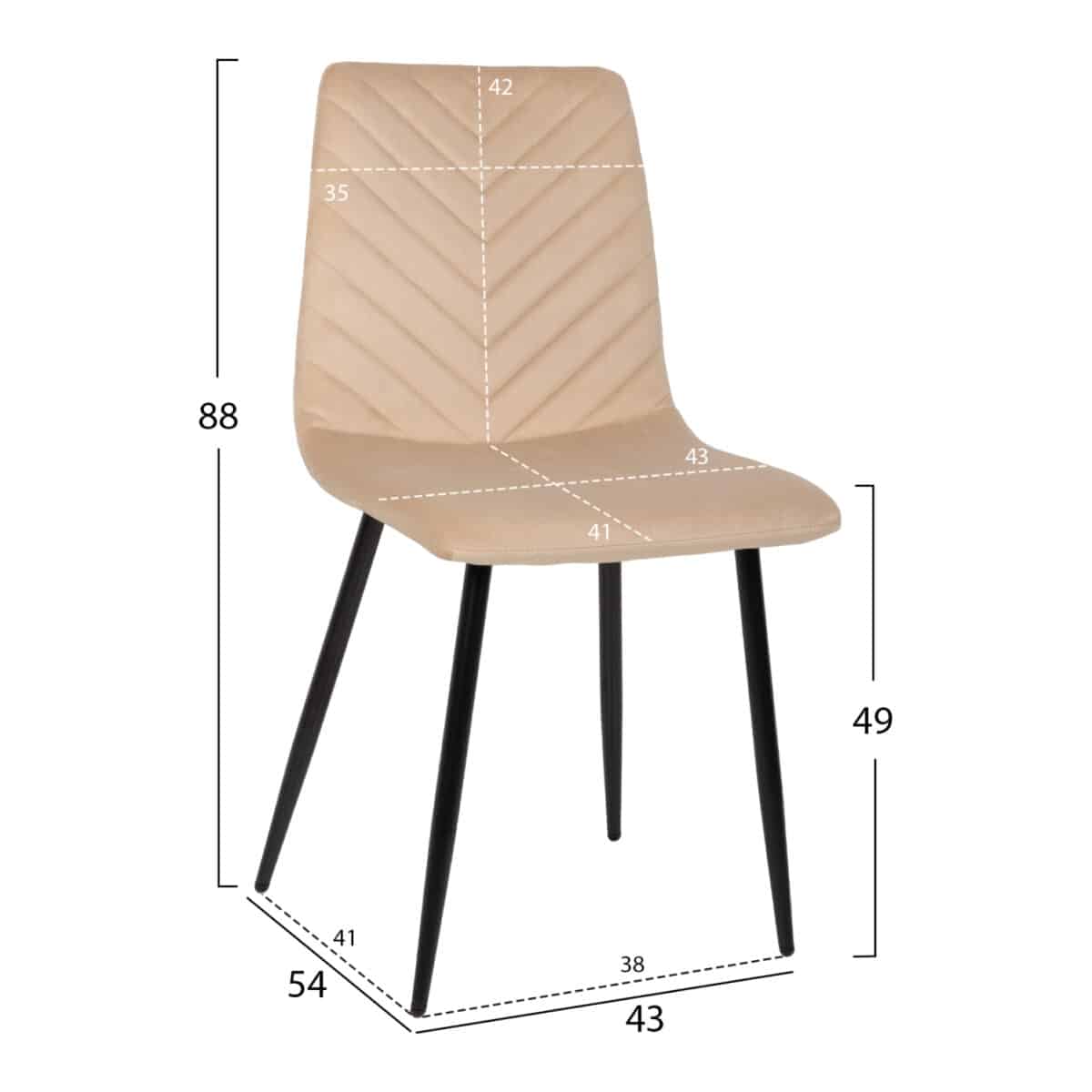 ΚΑΡΕΚΛΑ LATRELL HM8587.05 ΒΕΛΟΥΔΟ ΕΚΡΟΥ ΜΕ ΜΑΥΡΑ ΜΕΤΑΛΛΙΚΑ ΠΟΔΙΑ 43x54x88Υεκ. - Image 2