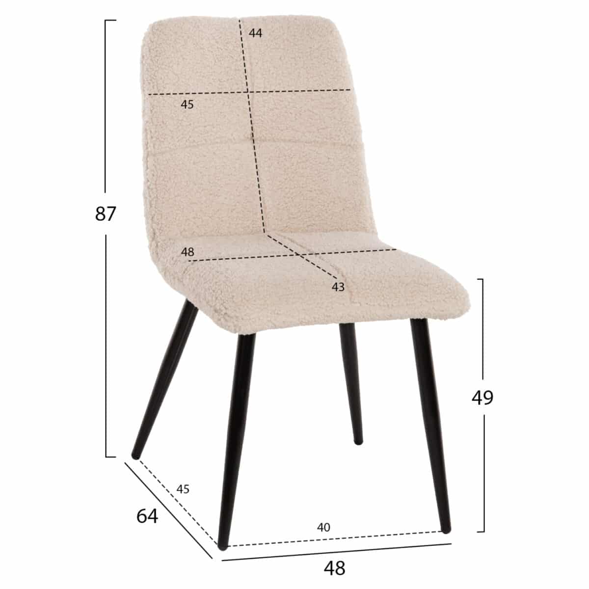 ΚΑΡΕΚΛΑ SHELLY HM8590.02 ΛΕΥΚΟ TEDDY ΥΦΑΣΜΑ ME ΜΕΤΑΛΛΙΚΑ ΜΑΥΡΑ ΠΟΔΙΑ 48x64x87Yεκ. - Image 2