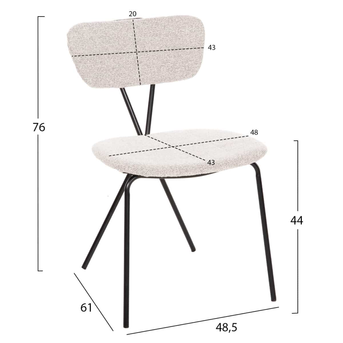 ΚΑΡΕΚΛΑ DORY HM9855.03 ΜΕΤΑΛΛΙΚΟΣ ΣΚΕΛΕΤΟΣ ΜΑΥΡΟΣ-ΑΝΟΙΧΤΟ ΓΚΡΙ ΥΦΑΣΜΑ 48,5x61x76Υεκ. - Image 2