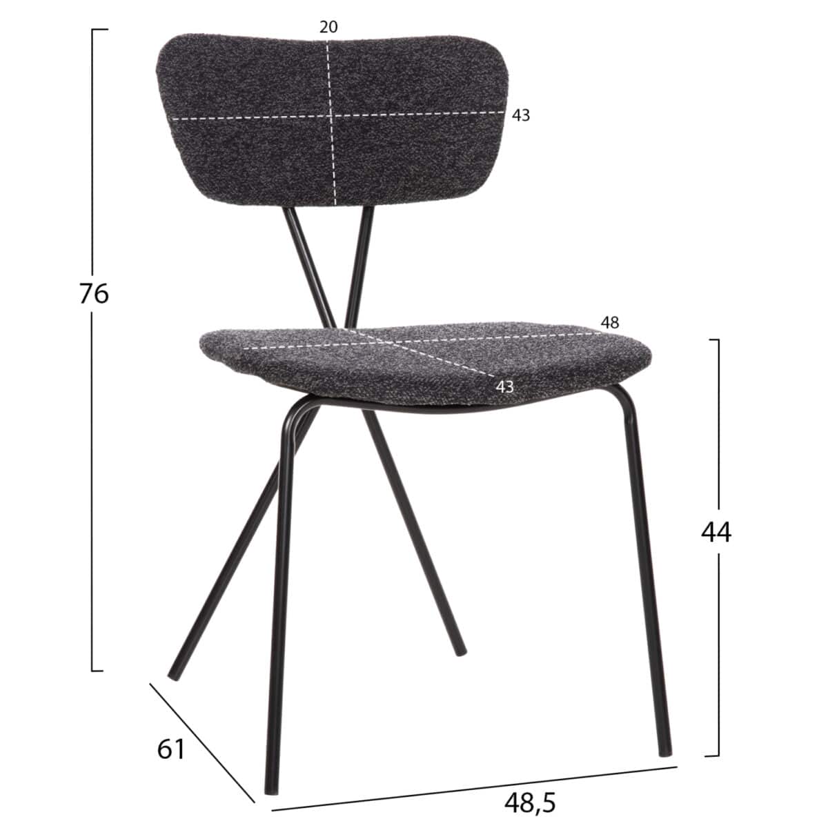 ΚΑΡΕΚΛΑ DORY HM9855.04 ΜΕΤΑΛΛΙΚΟΣ ΣΚΕΛΕΤΟΣ ΜΑΥΡΟΣ-ΣΚΟΥΡΟ ΓΚΡΙ ΥΦΑΣΜΑ 48,5x61x76Υεκ. - Image 2