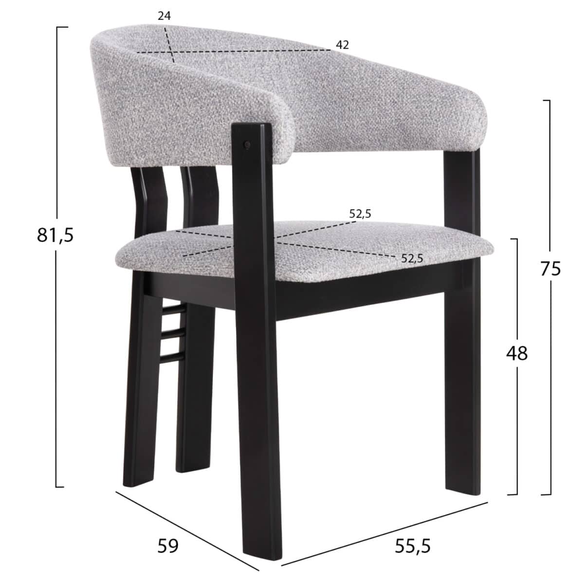 karekla-fb9997002-rubberwood-se-mayro-an-1 ΚΑΡΕΚΛΑ ZARRA HM9970.02 RUBBERWOOD ΣΕ ΜΑΥΡΟ-ΑΝΟΙΧΤΟ ΓΚΡΙ ΥΦΑΣΜΑ 55,5x59x81,5Υεκ - Image 2